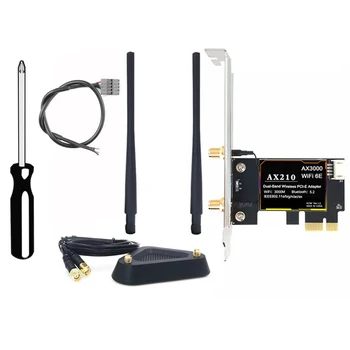 AX210 Brezžična Omrežna Kartica+2XAntenna+8DB Podaljšek za Anteno+Base 5374Mbps Bluetooth 5.2 2.4 G/5 G/6 G Tri Band