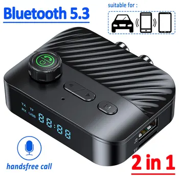 Bluetooth 5.3 Sprejemnik Oddajnik Stereo LED Zaslon, U Disk 3.5 MM AUX RCA Brezžični Prostoročno Klicanje Glasbe, Audio Adapter Za TV Avto