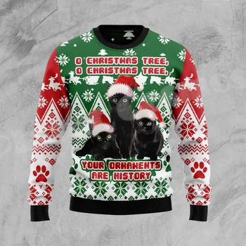 Božič Božič Santa Claus Živali Jelena Barvita Retro Vzorec Ugly Pulover 3DPrint Harajuku Puloverju Priložnostne Smešno Sweatshirts 15