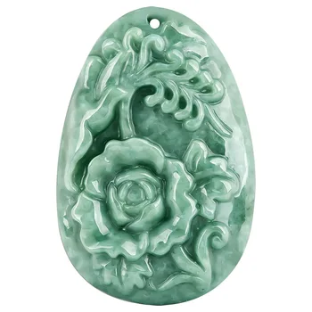 Burmanski Jade Roža Obesek Vklesan Človek Naravnih Moških Čare Ogrlica Gemstone Talismane Nakit Jadeit Kamen Smaragdno Zelena