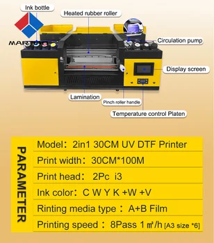 Cenovno ugoden A3 UV DTF Tiskalnik za Ustvarjalno Tiskanje Aplikacij se Lahko uporablja za večino materialov, kot so klobuki, očala, kamni