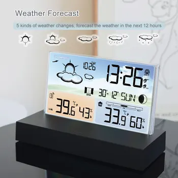 Digitalni Pregledna Vremenska Postaja Steklo Barva Zaslon Termometer, Higrometer Temperatura Vlažnost Spremljanje Vremenske Napovedi