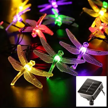 Dragonfly Obliko Sončno Svetlobo na Prostem Lučka LED Vrt Nepremočljiva Svetlobe Sončne elektrarne Trata, Božični Okraski, Sončne Niz Svetlobe