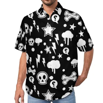 Gothic Bluze Mens Oblaki Lobanje Čarovnica Priložnostne Majice Hawaiian Kratek Rokav Po Meri Trendy Prevelik Počitnice Majica Darilo