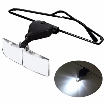 Headhold Lupo Povečevalno Steklo Branje Eye Repair povečave za celoten zaslon LED Luči Z 1.5/2.5/3.5 Očala Loupe Optične Leče
