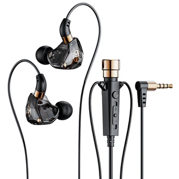 Hi-fi Žične Slušalke z Mikrofonom Hrupa Preklic Dinamične Slušalke v Uho Čepkov Bas Slušalke za Šport(Black)