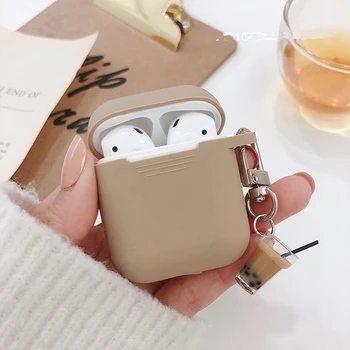 Japonska Luštna 3D Piti Mleko, Čaj, Mleko, Sladoled Keychain Silikonski Slušalke Slušalke Primeru Za Apple Airpods 1 2 Pribor, vreča