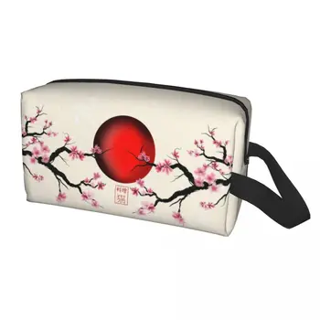 Japonska Sakura Češnje Cvetovi S A Red Vzhajajočega Sonca, Potovanja Toaletnih Vrečko za Ženske Cvet Kozmetični Ličila Vreča za Shranjevanje Dopp Kit