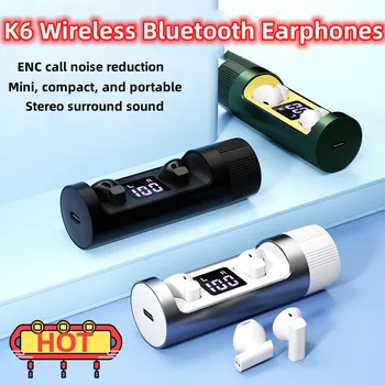K6 Kovinski Obračanje Čepkov Brezžične Bluetooth Slušalke TWS Esports Igra Slušalke Nizke Zakasnitve v Uho Digitalni Zaslon Slušalke