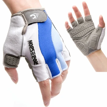 Kolesarske rokavice Silikonske blazinice Kratek prst športih na prostem, kolesarska non-slip modre in bele pol prst rokavice rokavice motornih koles