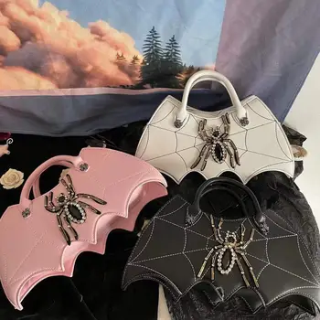 Korejski Letnik Diamanti Modne Gotsko Torba Moda Nezakonitih Hottie Crossbody Vrečke Y2k Bat Spider Web Estetske Torbice