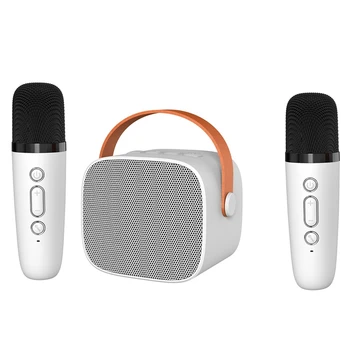Mini Karaoke Stroj Z 2 Brezžični Mikrofoni Za Otroke, Odrasle, 18 Pre-Natovorjen Pesmi, Prenosni Bluetooth