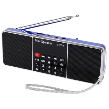 Mini Prenosni in Polnilna Stereo L-288 FM Radio, Zvočniki LCD Zaslon Podpira TF Kartice USB Disk Predvajalnik Glasbe MP3 Zvočnik（Modra）