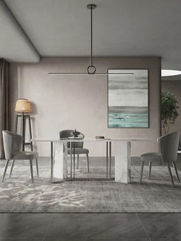 Minimalističen italijanski rock jedilno mizo, moderno in minimalistično high-end oblikovalec pravokotna jedilna miza in stol kombinacija