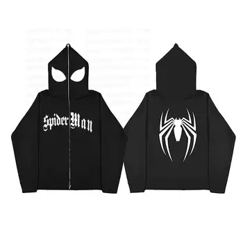 Moška oblačila Nove y2k hoodie Spider web pismo Grafični Harajuku Fant Gothic Ulične Zadrgo pulover Hooded Majica Sweatshirts