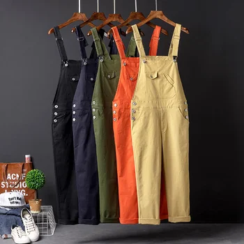 Moške Naravnost Kombinezon hlače z Oprsnikom Pocket Design Gleženj Dolžina Hlače Modni Hip Hop igralne obleke Jumpsuits Velikosti Hlače Moška Oblačila