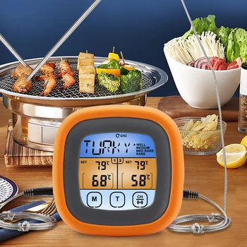 Nepremočljiva Dvojno Sonda Digitalni Hrane Termometer Za Kuhinjo BBQ Žar Pečica, Žar Meso, Zaslon na Dotik, Temperatura Meter Alarm