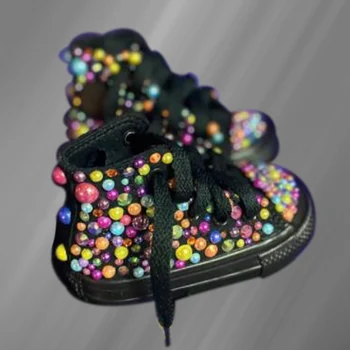 Novo modno osebnost pearl barve design lepo jadra krpo čevlji udobno ujemanje starš-otrok board čevlji