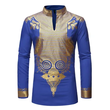 Novo Moških Tiskanja Afriške Tiskanja Obleke Bogato Bazin Dashiki Dolg Rokav T-shirt Tradicionalnih 2022 Modni Slog Odraslih Bluzo Oblačila