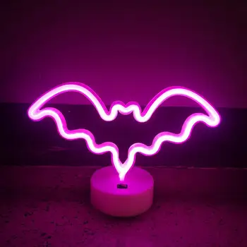 Noč Svetloba, Utripanje-prosta Halloween Bat Neon Znak Lučka Obliko Namizni Okras z Usb/battery Delovanje Led Neon za Prodajalce