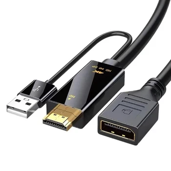 OFBK Super Stable HDMI2.0 do DP1.2 Adapter Pretvornik-Kabel 4K60hz Pogon USB Kabel