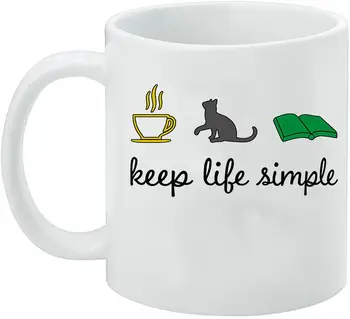 Ohraniti Življenje Preprost Vrč Kave Smešno Kave Cat & Branje Kave Vrč Darilo Prijateljev