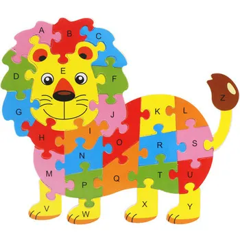 Otroška Inteligenca Igrača Spoznavanja angleškega Pismo gradniki Lesa Animal Jigsaw Baby Izobraževalnih za Otrok Darila