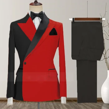 Poklic Moški Suknjič Poslovna Obleka Jakna Dveh Kosov Jopič Hlače Preplete Design Butik Priložnostne Za Poroko