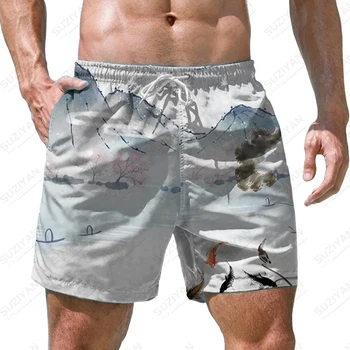 Poletje nove moške hlače, krajine, in črnilo slikarstvo 3D tiskanih moške hlače priložnostne moške hlače modni trend moške hlače