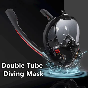 Potapljanje Masko Dvojno Silikonsko Cev Polno Suhe Potapljaške Maske Za Odrasle, Plavanje Masko Za Potapljanje Očala Zaprti Podvodno Dihanje