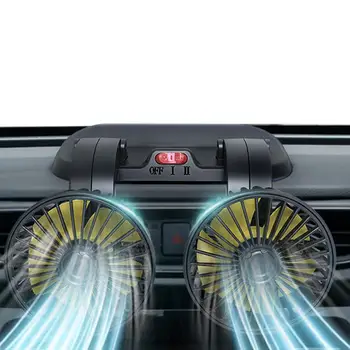 Prilagodljiv Dvojno Glavo Avto Ventilator Avto Ventilator 360 Stopinj Rotacija, Prenosni Vozila Fan Vozilo Vgrajeni USB Ventilator Za armaturno ploščo SUV RV Tovornjak