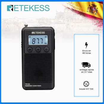 Retekess TR103 Prenosnih Pocket Mini Radio FM / MW / Kratkotalasni Digitalno Iskanje 9/10Khz MP3 Predvajalnik Glasbe za ponovno Polnjenje Za Hojo