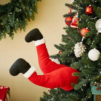 Santa Claus Noge Christmas Tree Okraski Plišastih Smešno Elf Noge Vrata Dekor Božič Dekor za Dom, ki Visi Božični Okraski