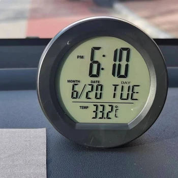 Sončne Avto Termometer Koledar Samodejno Osvetlitev Smart Dvojno Moč Vozila Tovornjak Indoor Namizni Ura 0-50C Tempeature Monitor