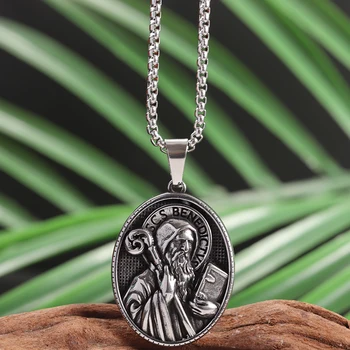 St Benedikt Medaljo Verske Obesek iz Plemenitega Jekla Medalja San Benito Ogrlica Moški Ženske Krščanske Amulet Nakit