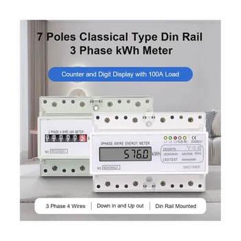 Tri Faze 4 Žice Digitalni poraba Električne Energije Meter KWh, Poraba Energije Zaslon DIN Rail Gori AC 380V 400V A