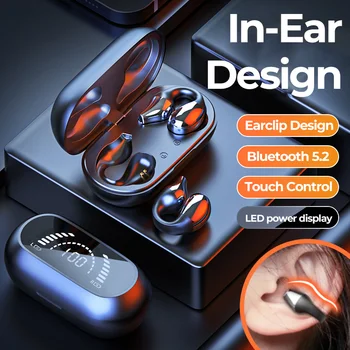 TWS Brezžične Slušalke Bluetooth 5.2 Kostne Prevodnosti Slušalke Earclip Design Dotik kontrolna lučka LED Čepkov Športne Slušalke
