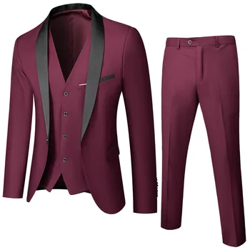Visoka Kakovost (Blazer+ Waistcoat + Hlače) Moški Preprosto Poslovnih Eleganten Modni Razgovor za Službo Gospoda, Obleko Slim 3-kos Obleko