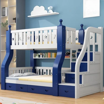Visoko in nizko posteljo ležišča pograd polno iz masivnega lesa mati dveh otrok-plast majhen družinski fant kombinacija dvojnega pogradom