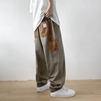Vsestranski lep kombinezon moške Hong Kong slog osebno novo ohlapno naravnost priložnostne hlače trendy mladi dolge hlače