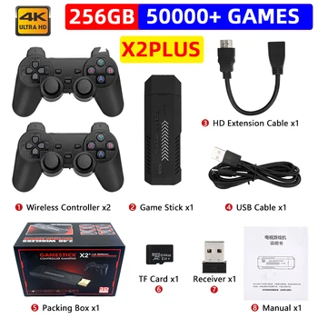X2 PLUS Igra Stick 4K Retro Video Igra Konzola 2.4 G Brezžičnih Krmilnikov HD 4.3 Sistem 50000 Igre 40 Emulators za SEGA/PSP/PS1