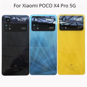 Za Xiaomi POCO X4 Pro 5G Nazaj Stekla, Pokrov Baterije, Zadaj Stanovanjska Vrata Primeru Plošča Z Objektivom Fotoaparata Zamenjava