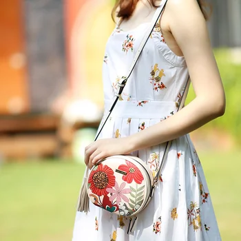 ženske torba oblikovalec cvetlični vzorec krožne crossbody vrečke za dekle